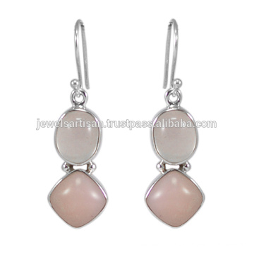 Rose Quartz E Rosa Opal Gemstone 925 Sterling Silver Earring